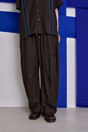 【Nora Lily】Retro Line Track Barrel Pants-/ Charcoal Grey x Navy-