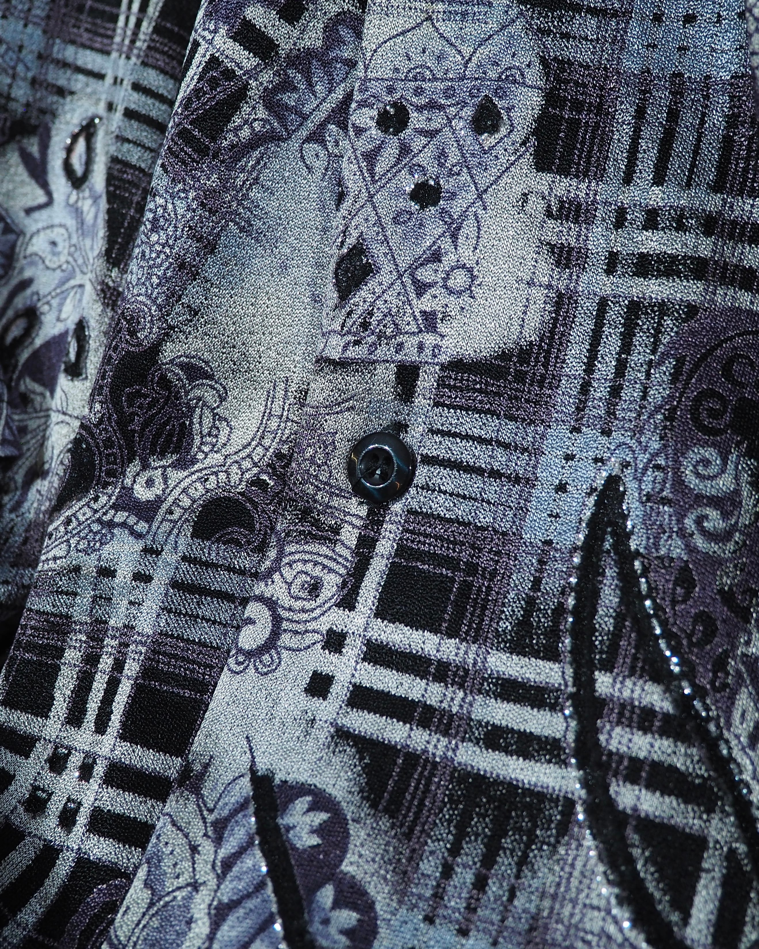 " PRONTI - Special " Luxury Mode pattern Drape loose SS open collar Shirt