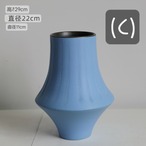 花瓶 ライトブルー リブ模様 縦ライン フラワーベース 陶器 モダン 装飾 花器 ブルー系 北欧 インテリア ユニーク