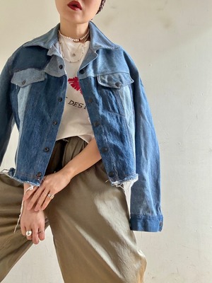 1970s Vintage Patchwork Denim Cutoff Jacket