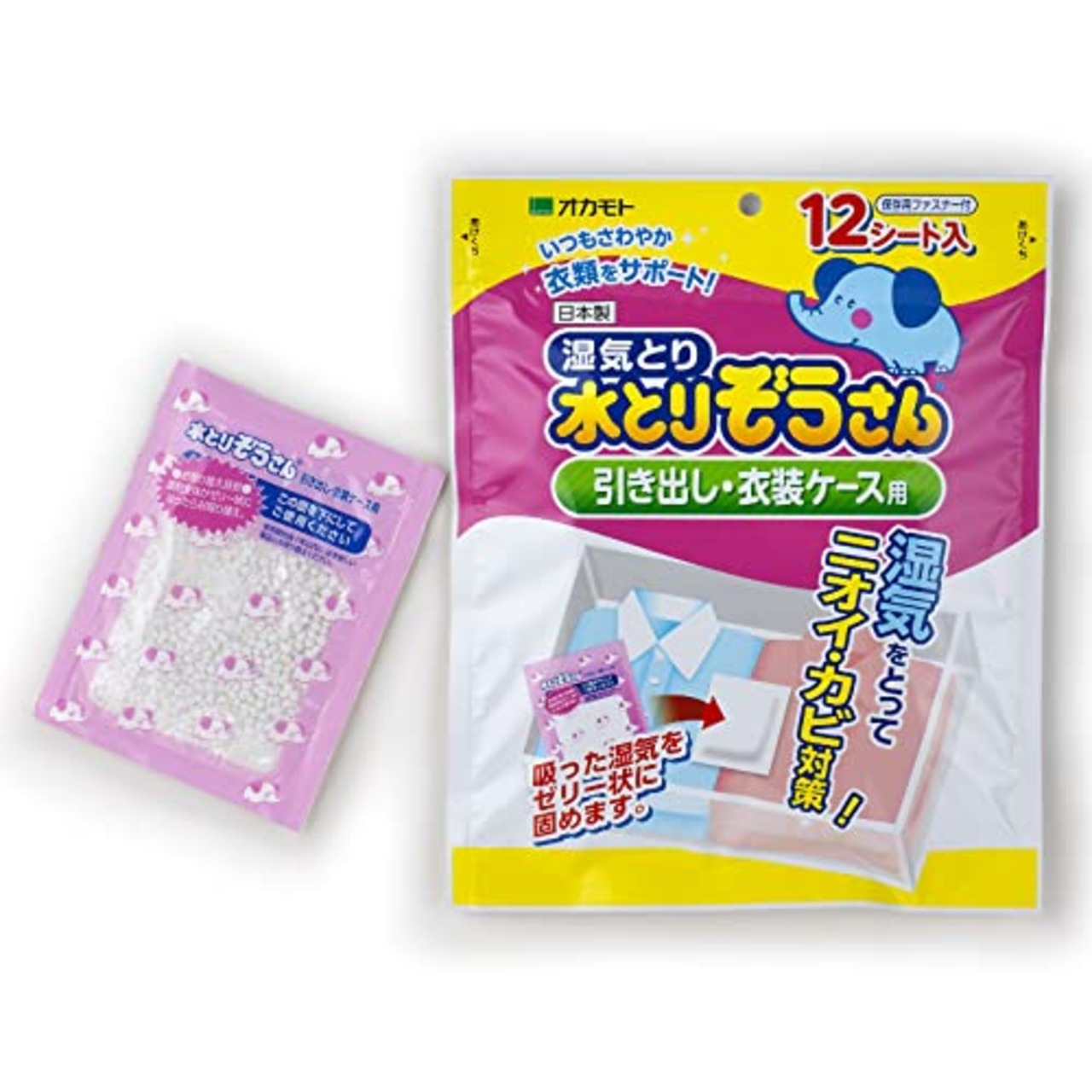 水とりぞうさん 引き出し・衣装ケース用/除湿剤 12シート入 ニオイ・カビ対策に
