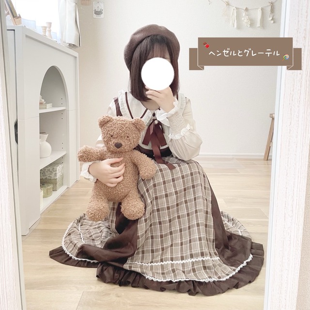 【雪（＠yuu___py）様着用】レトロガーリー♡フリルカラーフェイクレイヤードチェックワンピース　E1377