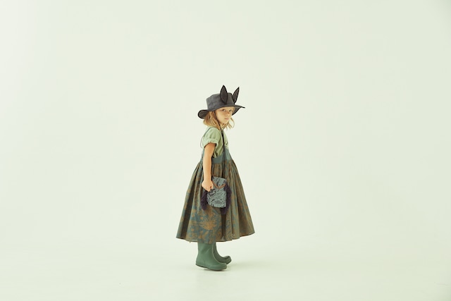 【23SS】eLfinFolk(エルフィンフォルク)FLORA Cotton linen slip dress forestgreen（90/110/125)　ワンピース　グリーン