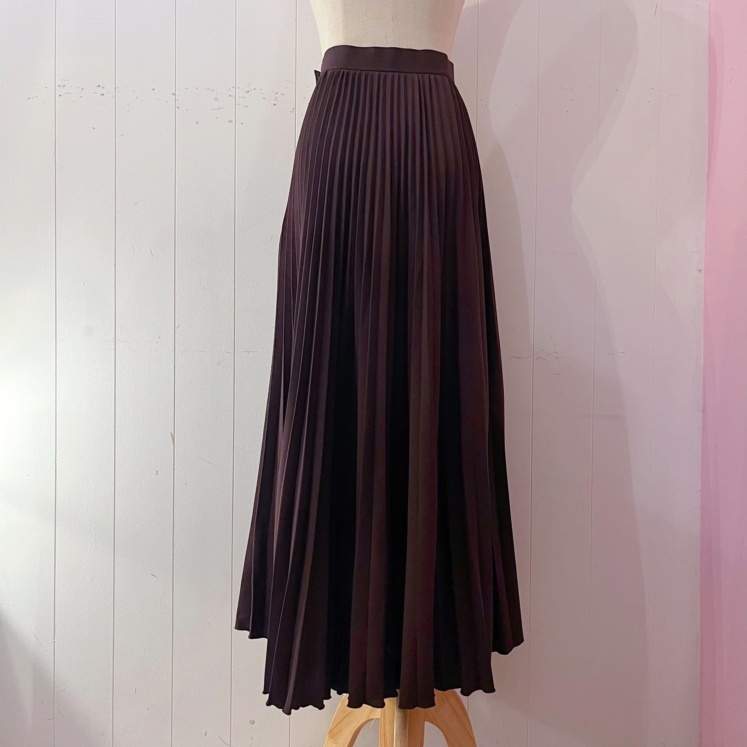 brown accordion pleats skirt