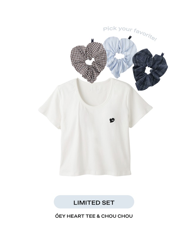 ÓEY HEART TEE & CHOU CHOU - WHITE
