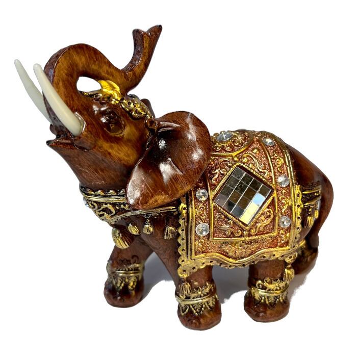 エスニックゾウ 木彫り風 象 鼻上げ インテリア コレクション