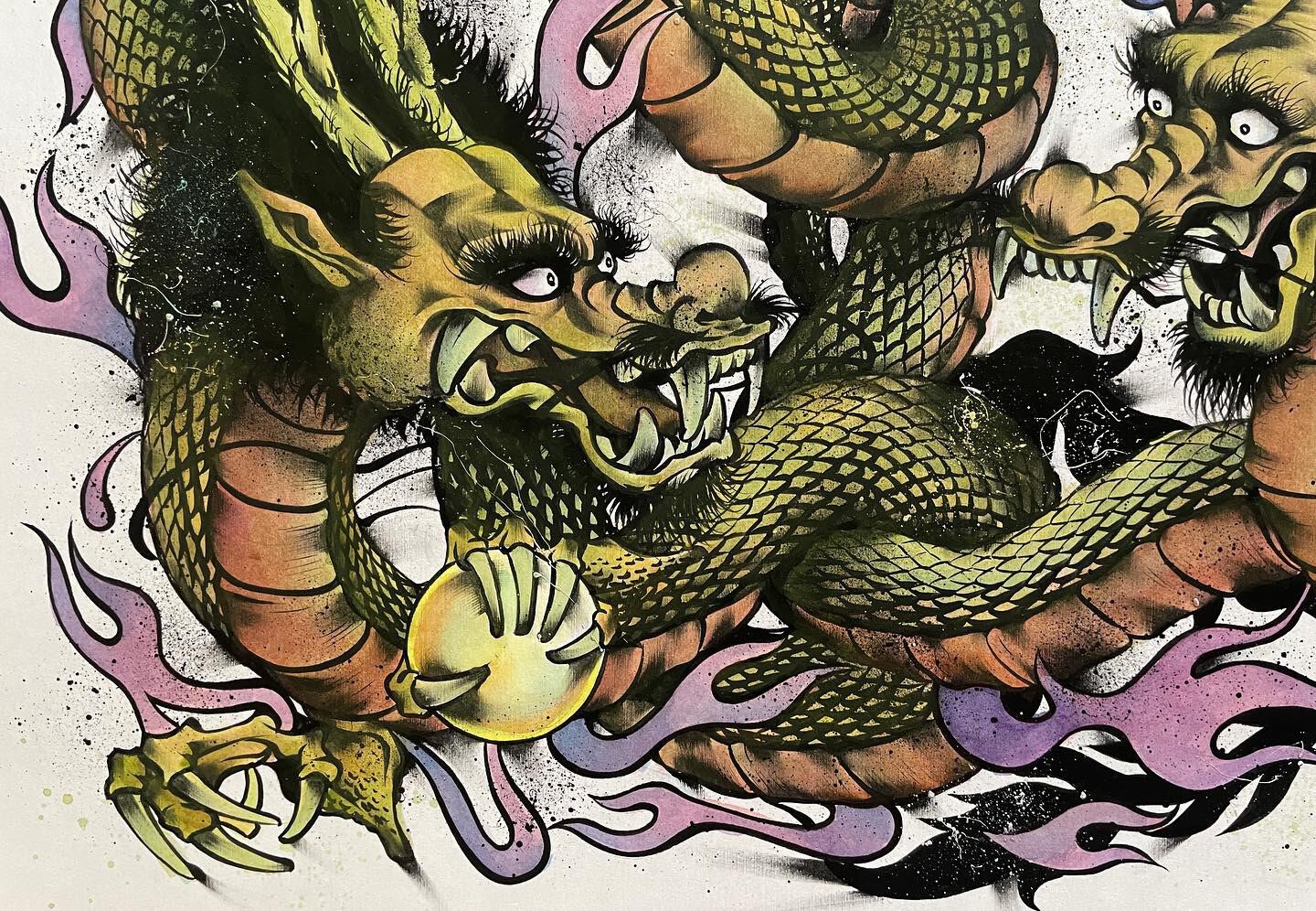 墨彩画【双龍神図】 | Yasunori Kimata