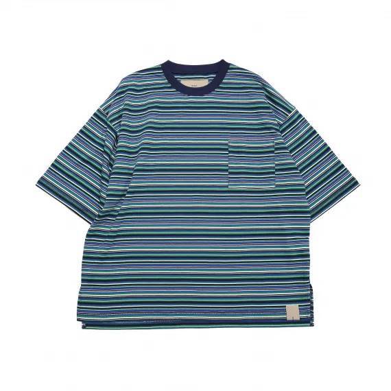 クオルト quolt 半袖Tシャツ メンズ HOURS-BORDER CUTSEW グレーブルー