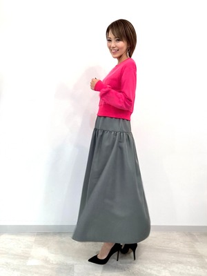 配色ドロスト異素材ドッキングワンピース