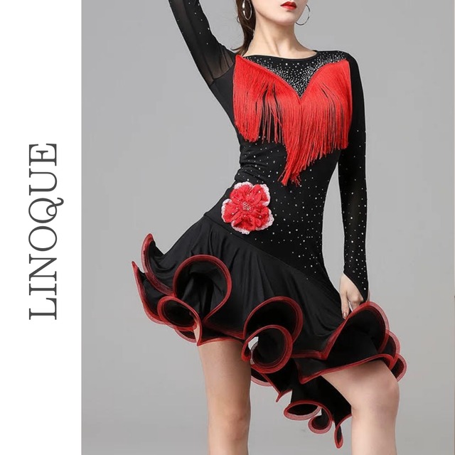 タッセルフラワーアシンメトリーショートワンピース 1color 【L00068】