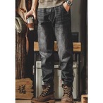 Tapered Silhouette Mid-Rise Men's Denim Pants ◇2color H0787