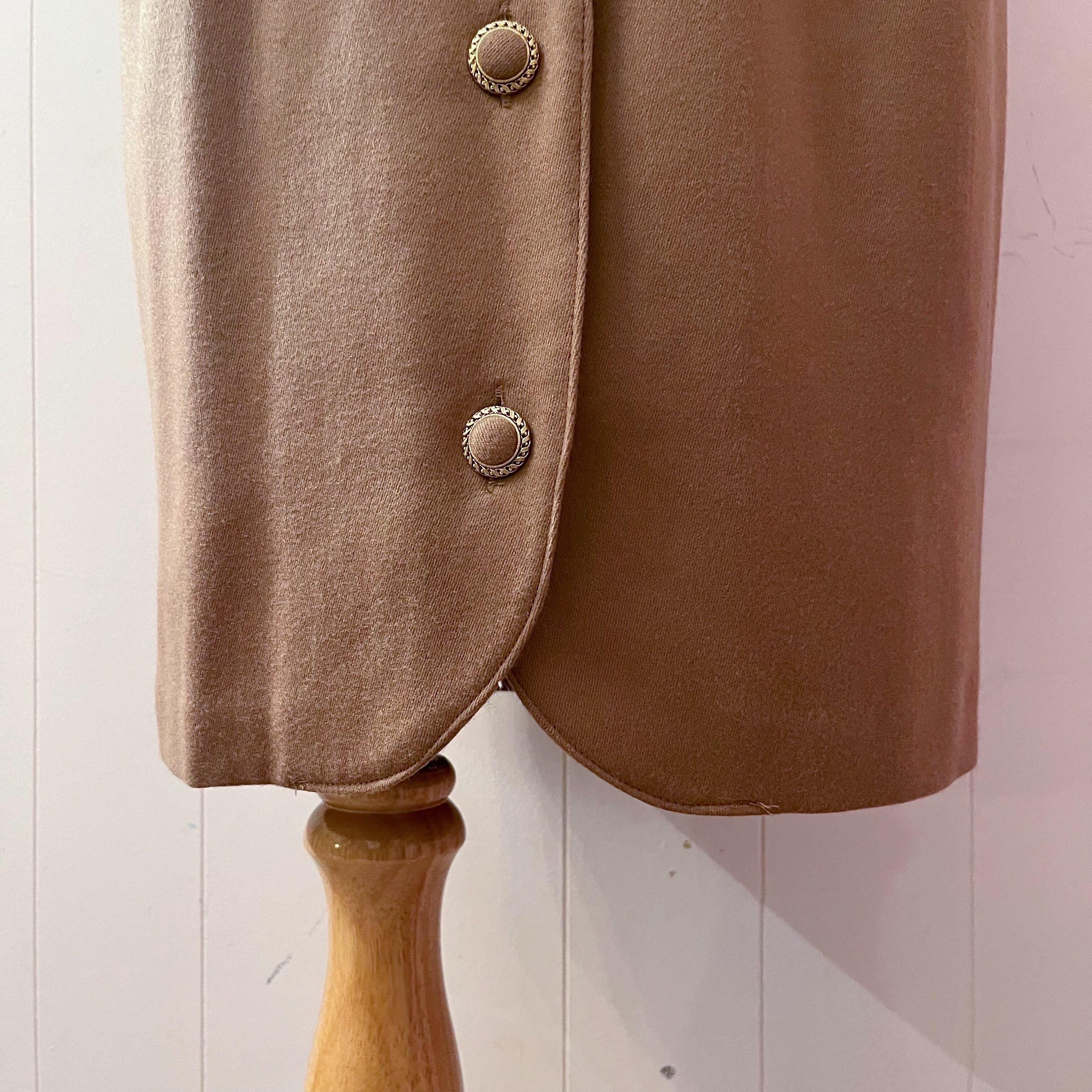 cream beige front button skirt