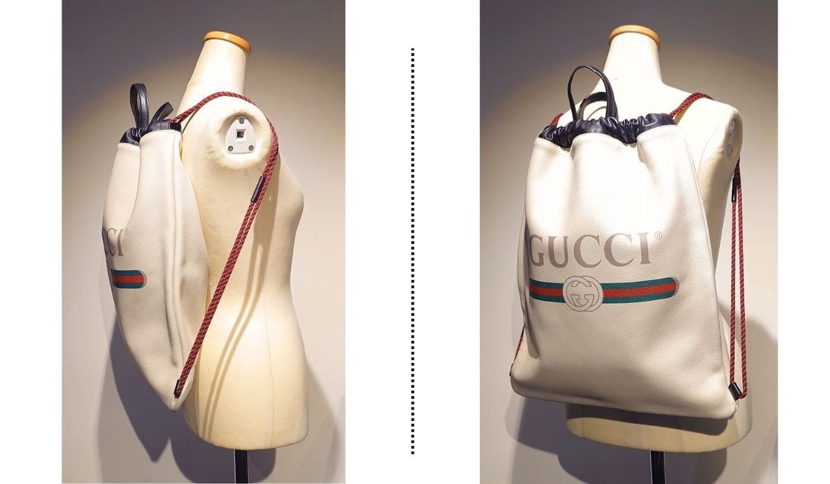 ★グッチ　ロゴ　ドローストリング　ナップサック　リュック　ブラック　超美品★ GUCCI ロゴ ドローストリング ナップサック リュック ブラック (GUCCI