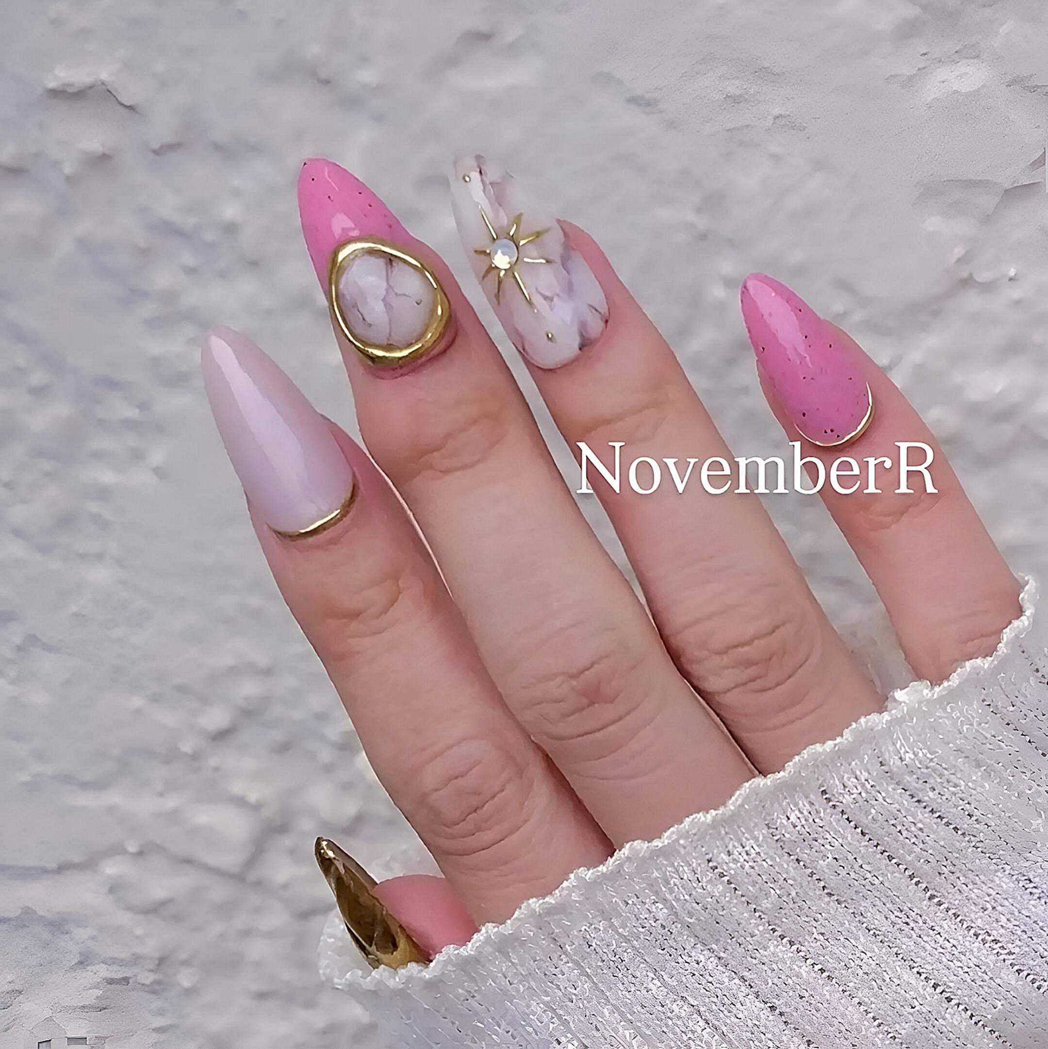 LA614☆ミラーキルティング大人ボヘミアンネイルチップ | NovemberR