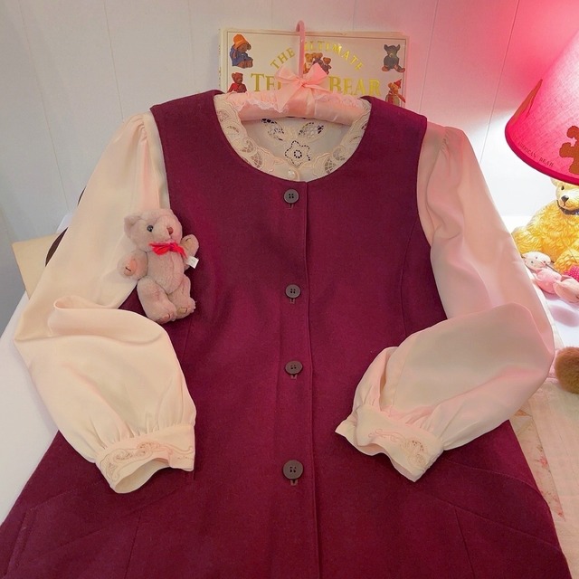 front button wool jumper skirt