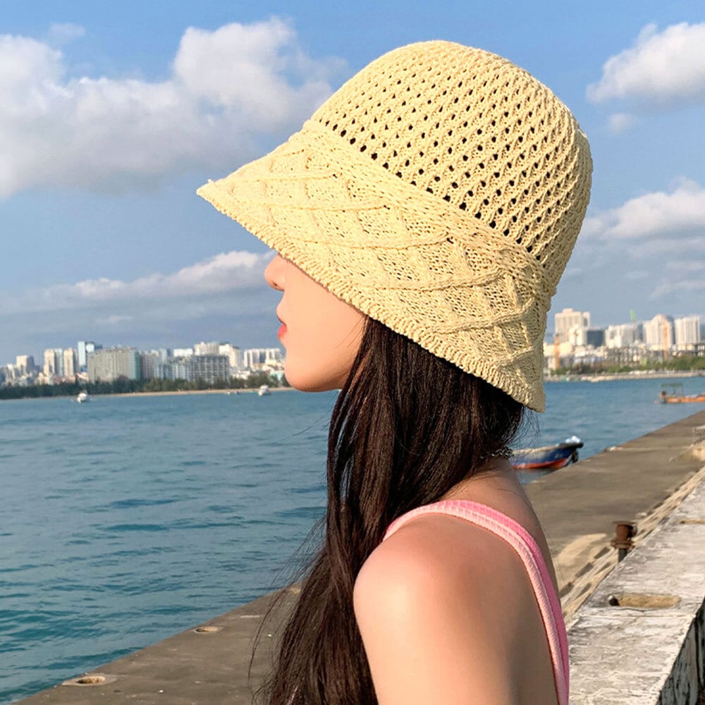 麦わら バケットハット レディース 春夏 韓国 麦わら帽子 帽子 ハット おしゃれ 大人 かわいい UV対策 日差し避け 涼しい 軽量 蒸れない ナチュラル 大人可愛い 大人女子