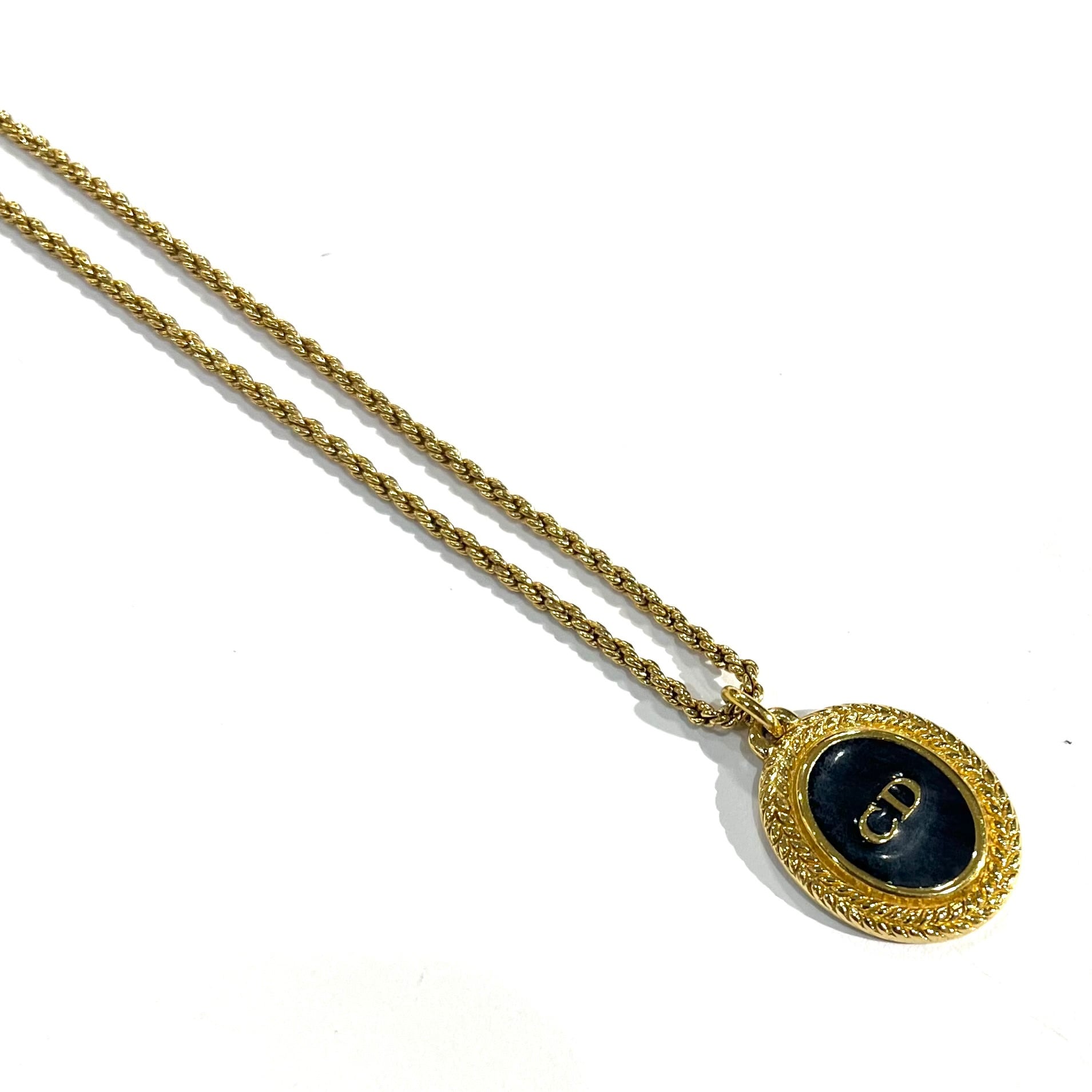 Christian Dior】2975 CD ロゴ オーバル DIORペンダント ネックレス