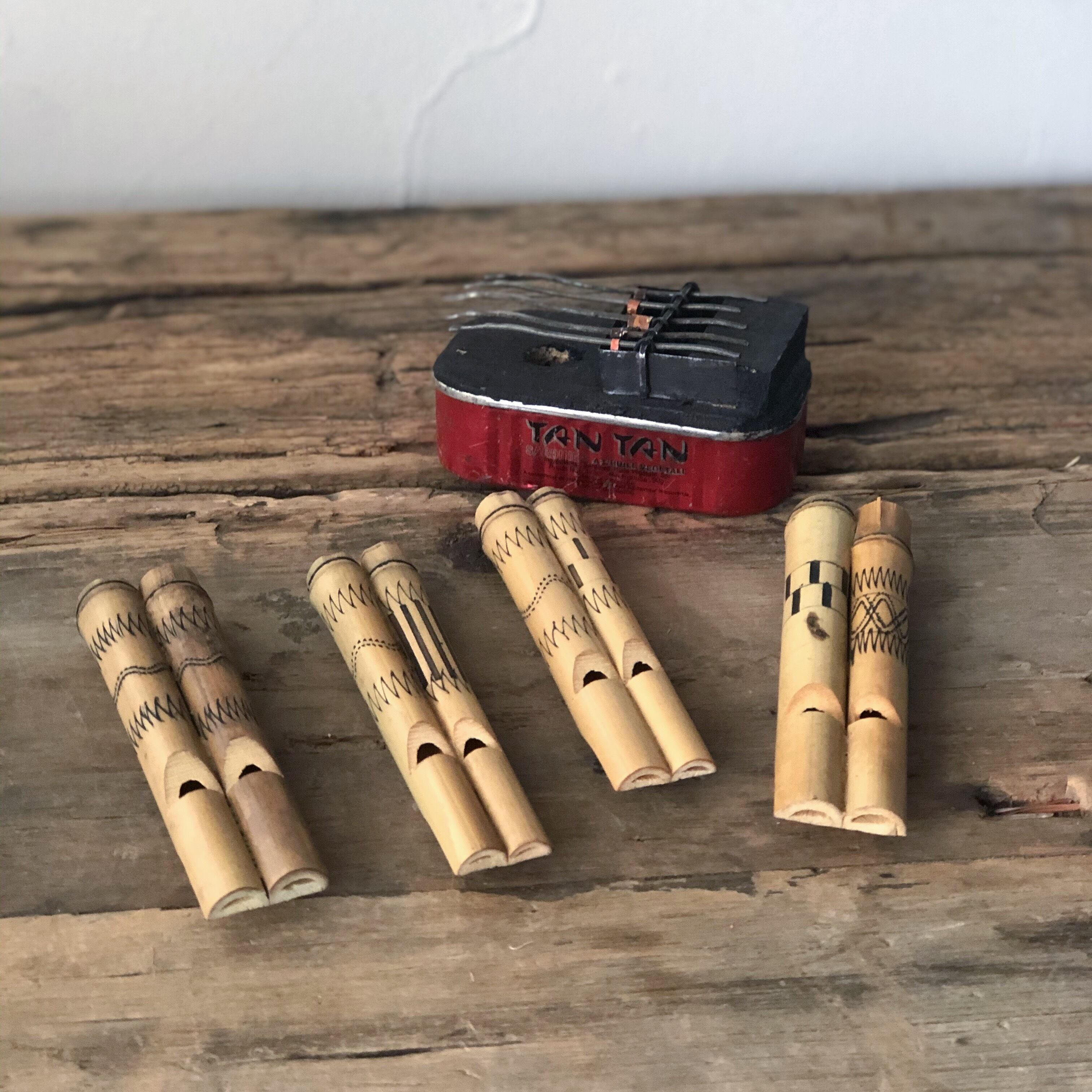 すぐに鳴らせる民族楽器 バメンダ族の竹笛 ダブル【カメルーン