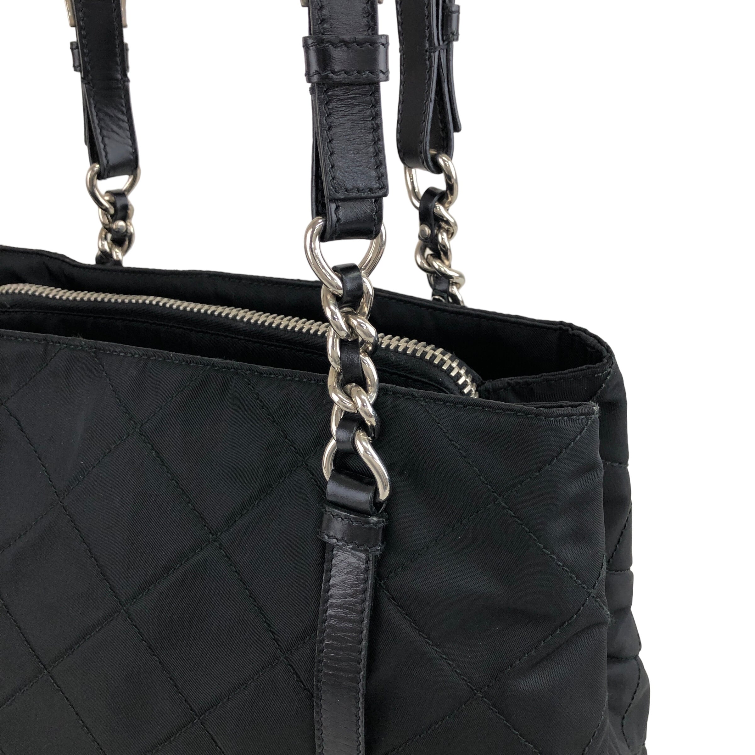 PRADA プラダ ダブルチェーン キルティング 三角ロゴ ショルダー 黒