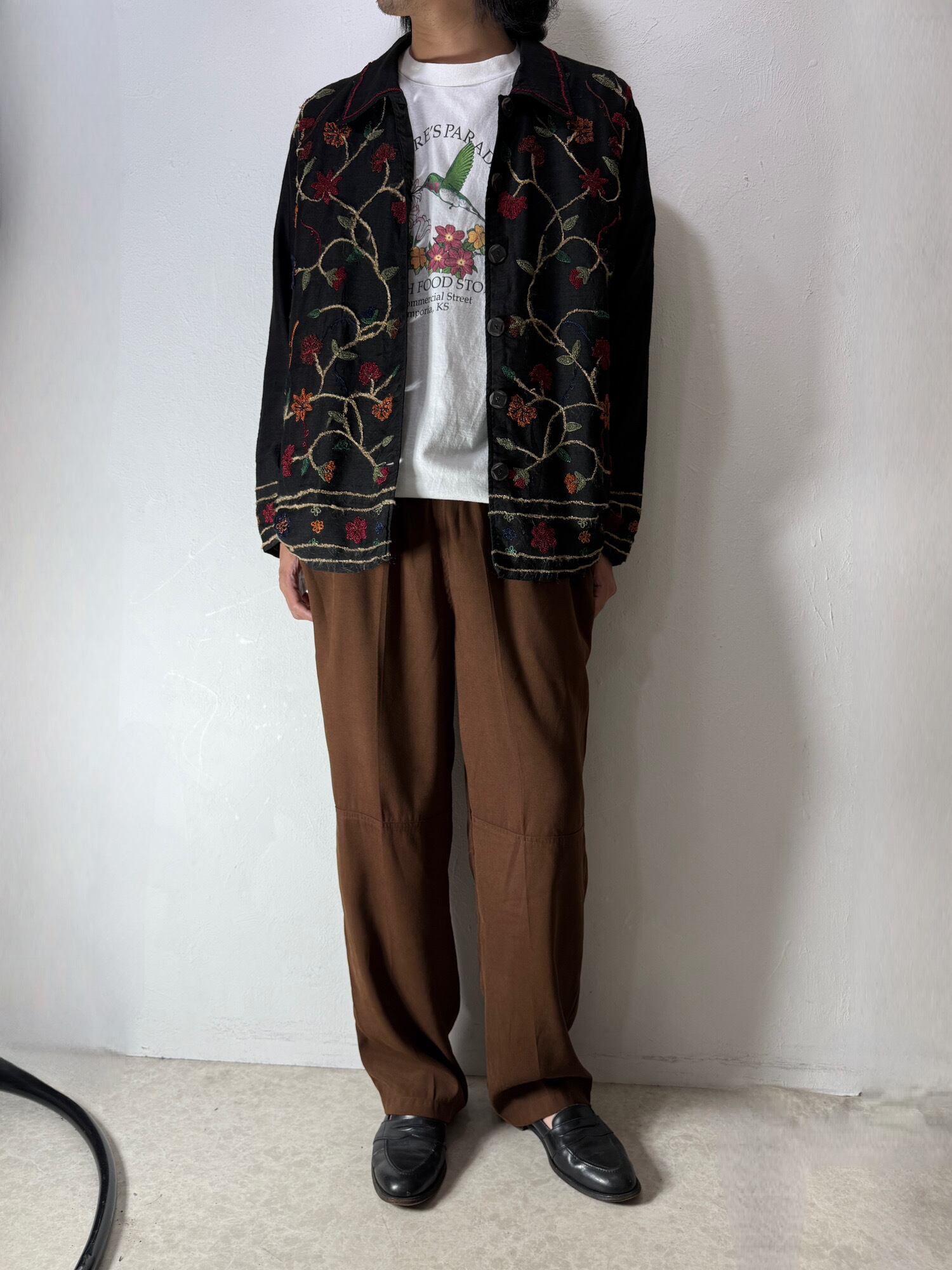 botanical design embroidery jacket