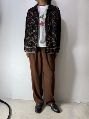 botanical design embroidery jacket