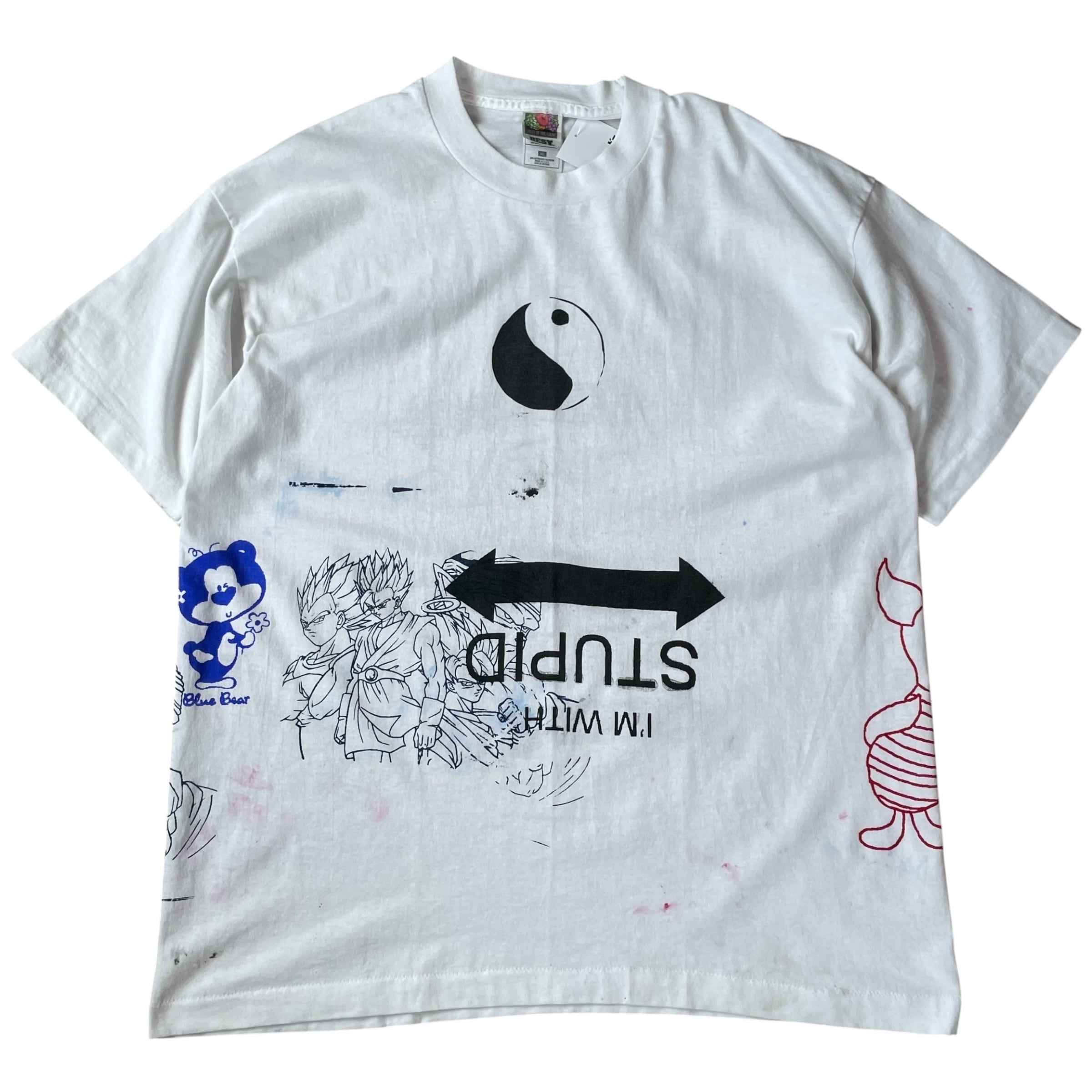 90s unknown "Test print" "yin-yang" "Dragon Ball" "Piglet" T-shirt