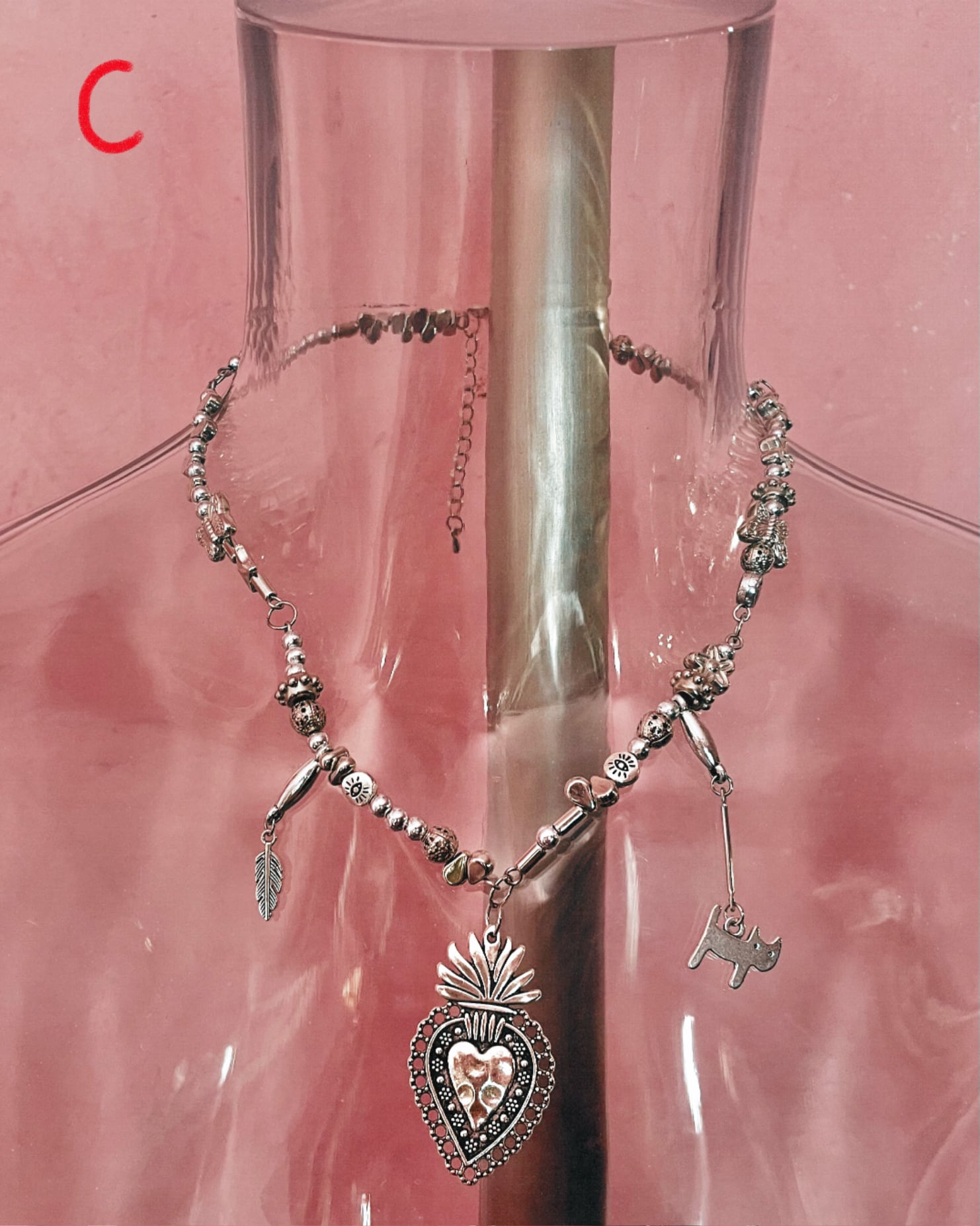 Silver/white choker