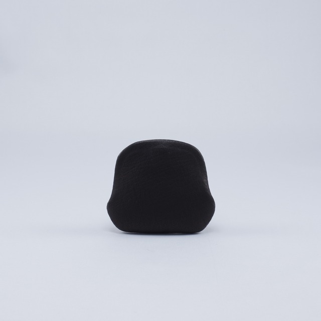 【アウトレット品】手触りが心地よい-鹿革天溝がま口小銭入れ#黒