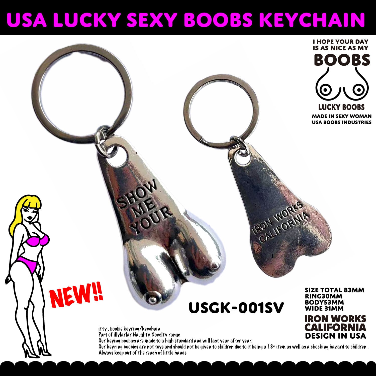 boobs leather 胸部デザイン レザー キーチェーン キーホルダー USA DESIGN SEXY BOOBS KEYCHAIN 世界で一番おっぱいが好き！巨乳