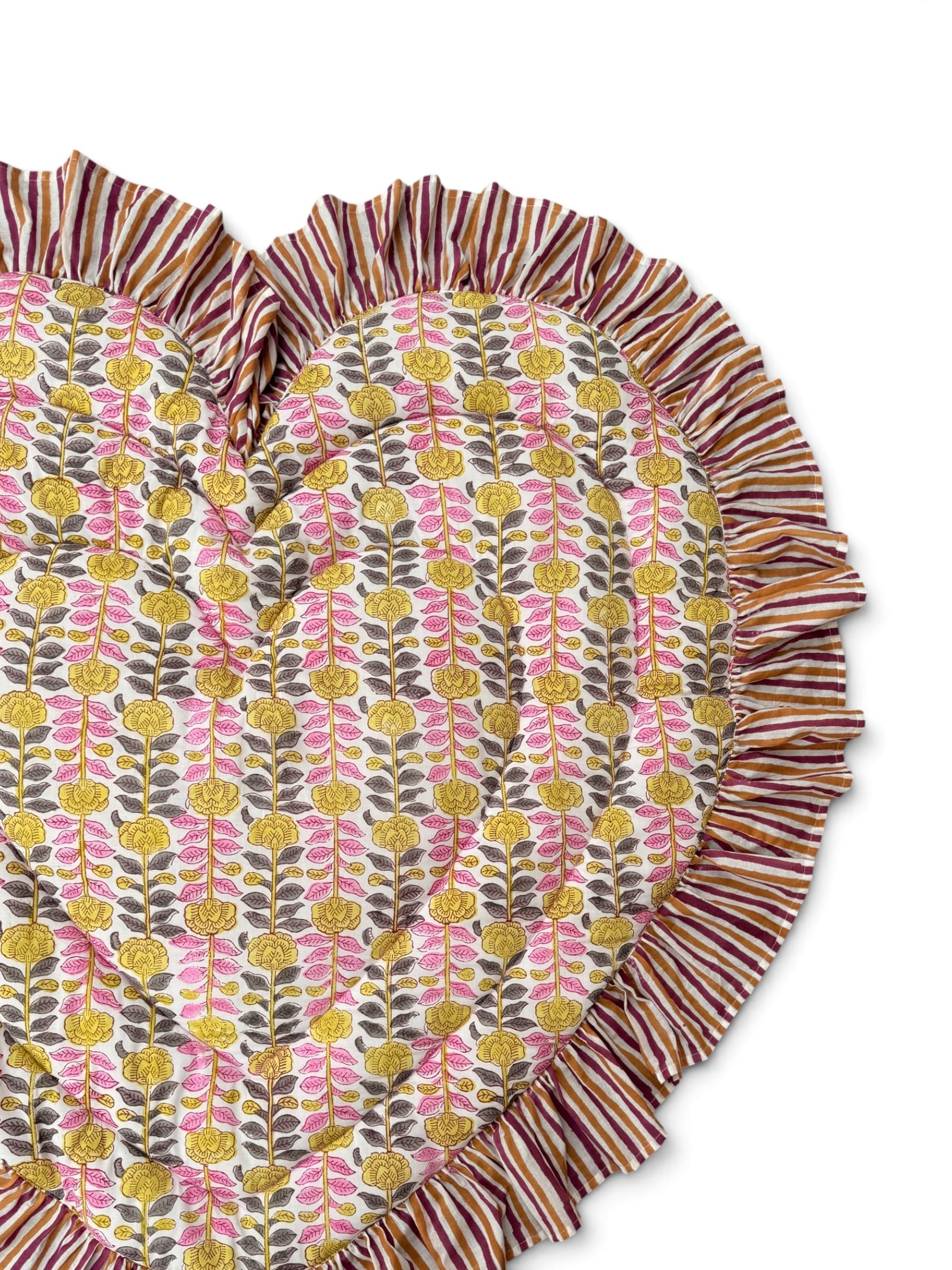 Heart Frill Mat - Combination Color - Flower Stripes【saruche】