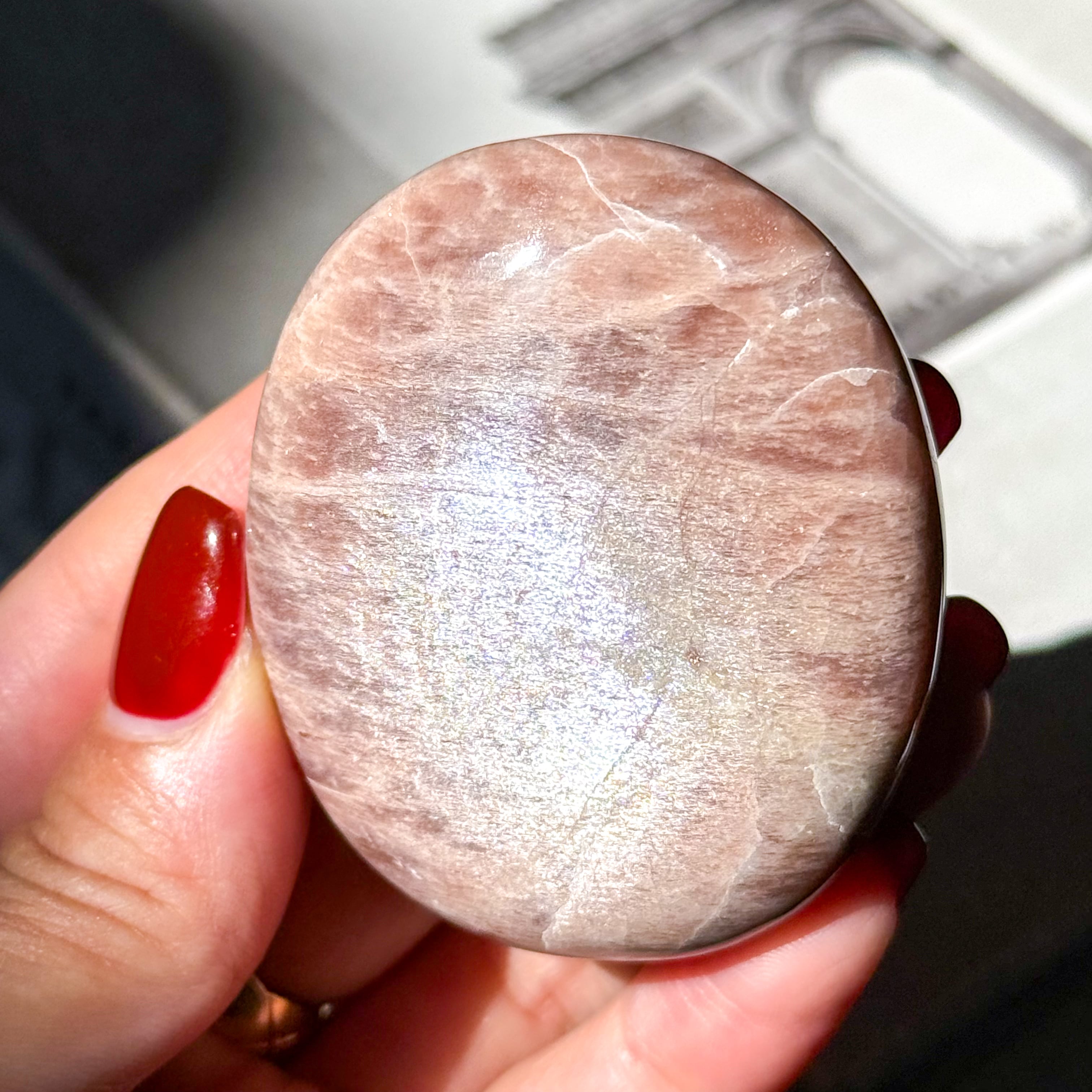 Peach Moonstone palm 6 ✧ ピーチムーンストーン | FLUXY - 天然石と