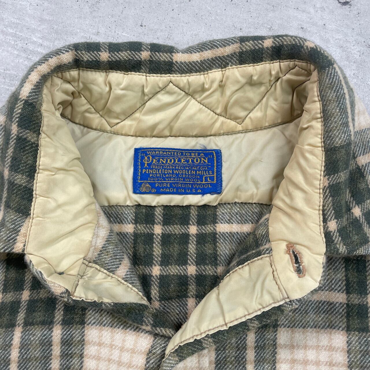 古着 70s ペンドルトン ウール チェック シャツ ホワイト 古着 70s ペンドルトン ウール チェック シャツ ホワイト