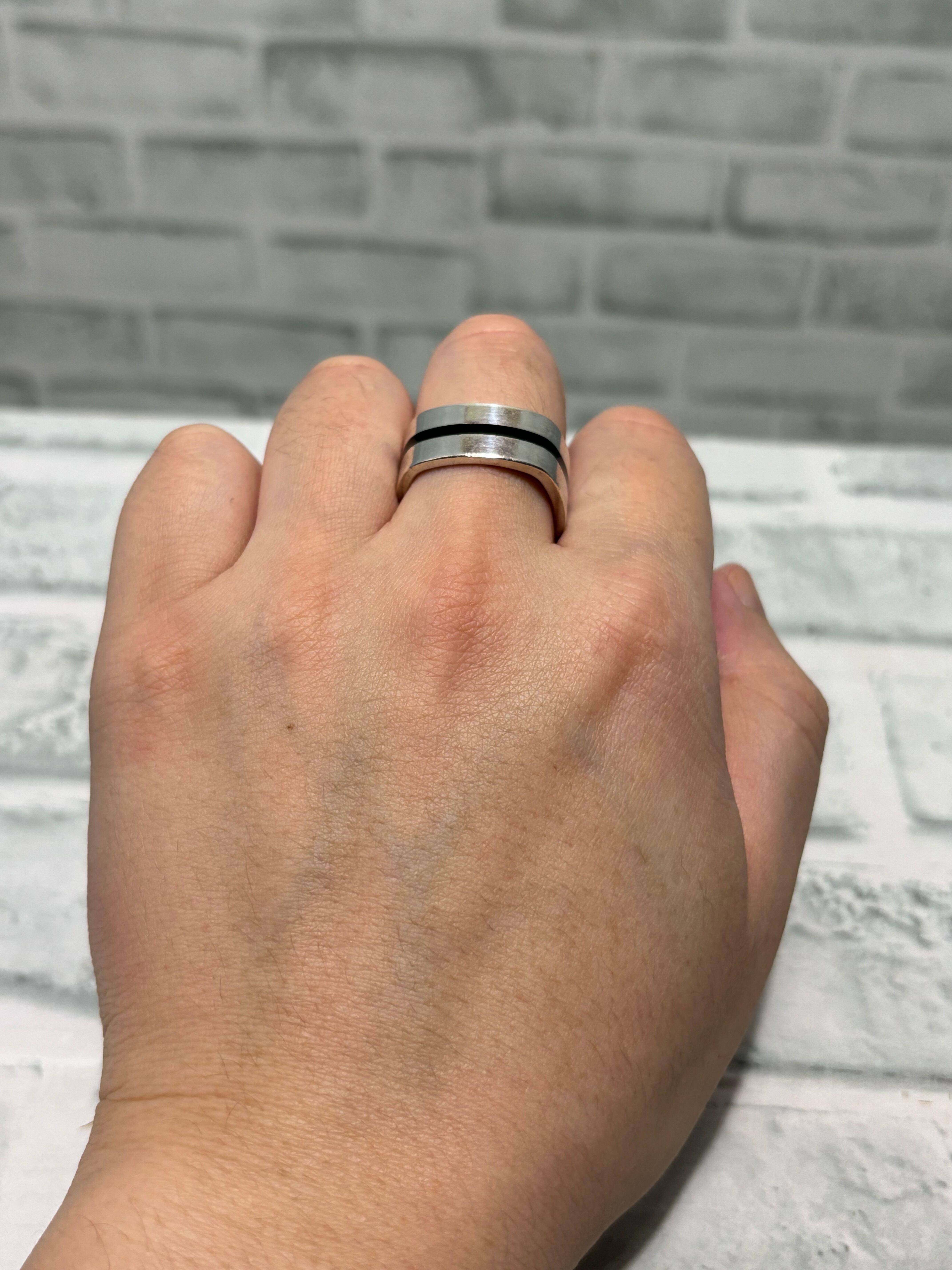 グッチ GUCCI スクエア ライン リング 18号 SV925 希少