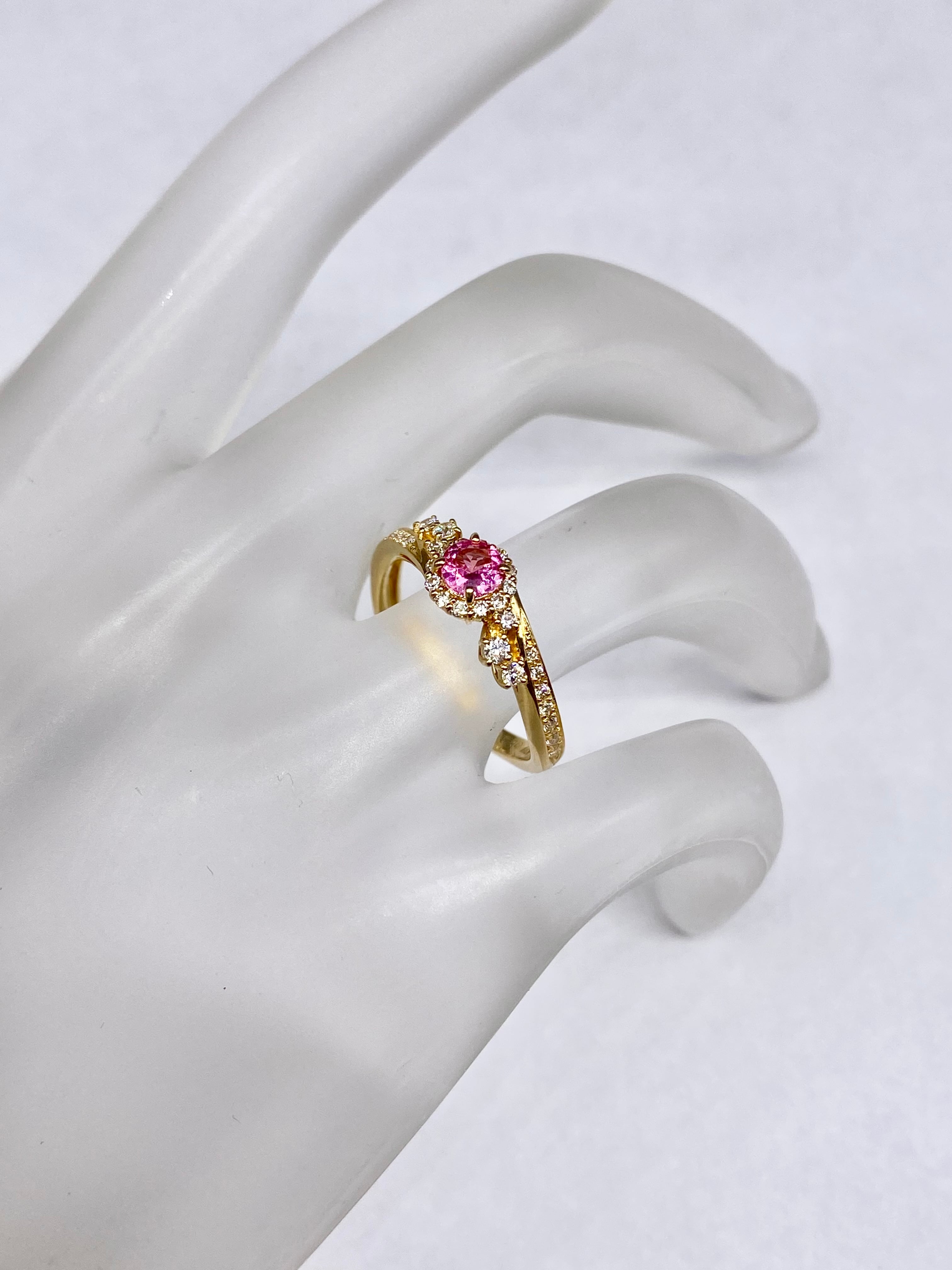 ピンクスピネル 0.29ct / ダイヤモンド 計0.26ct K18 リング 12号