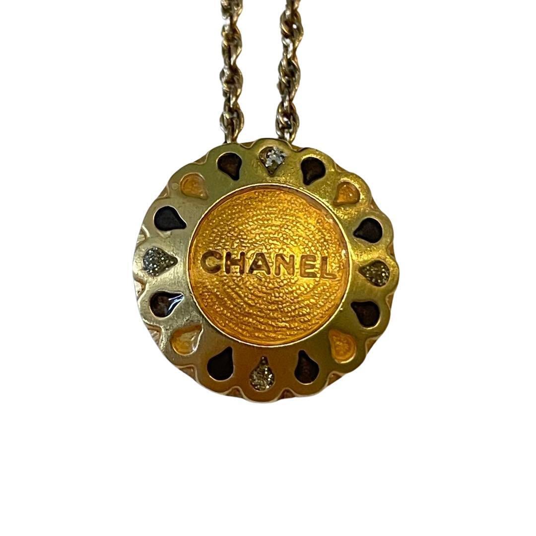 CHANEL シャネル フラワー ひまわり ロゴ ネックレス GP ゴールド