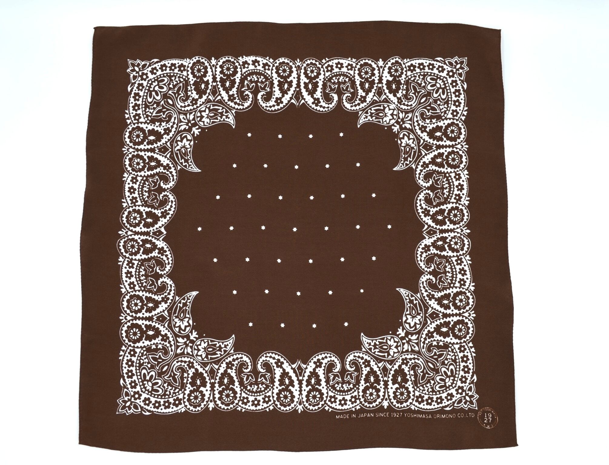 Snoop/ 洗えるシルクスカーフ/ 浜ちりめんシルク【Brown-ペイズリー柄