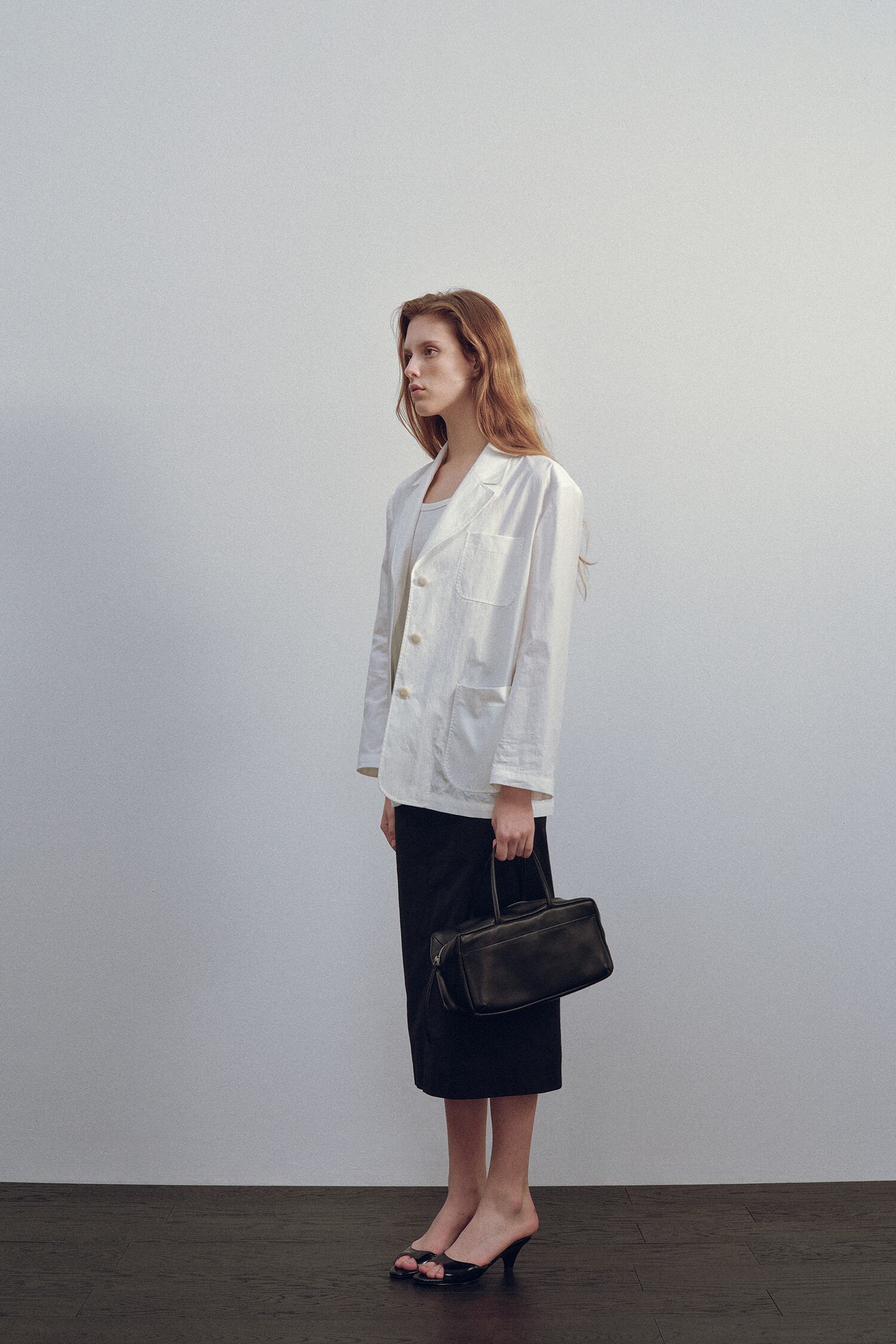 NOTHING WRITTEN] Single oversized cotton jacket (White) 正規品