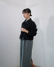 kujaku - J-106 Cropped Corduroy Jacket :Black|広畝コーデュロイ/コットンリネン/硫化染め/クロップド