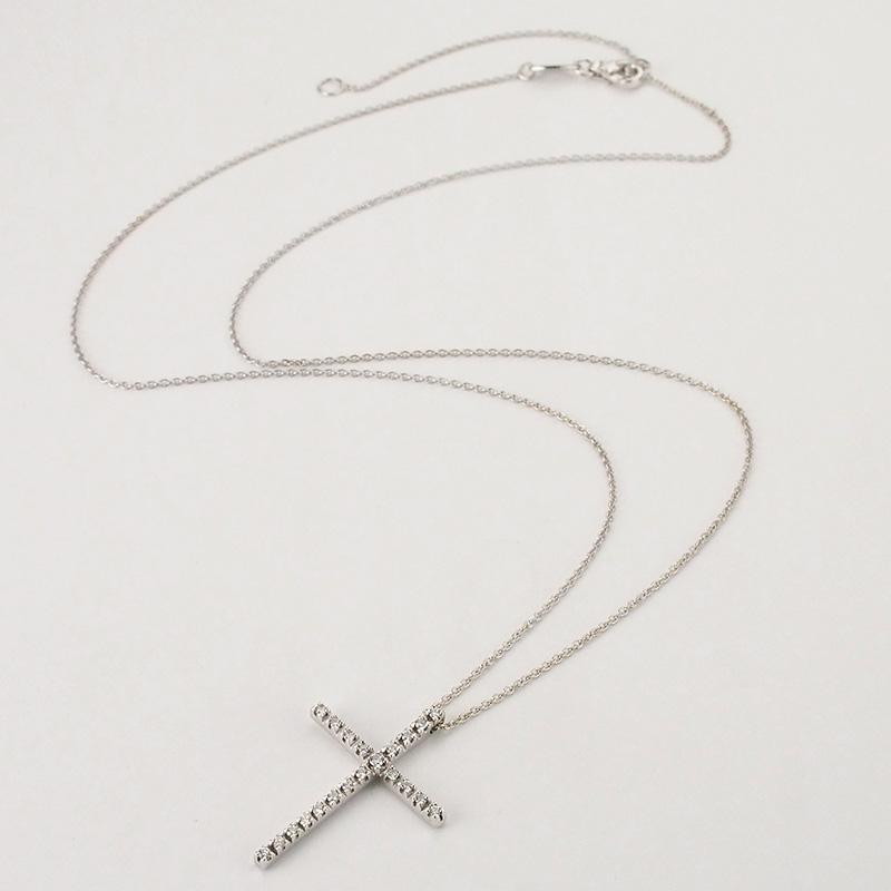 STAR JEWELRY ダイヤ/0.2ct クロス ネックレス K18WG スタージュエリー STAR JEWELRY ダイヤモンド/0.2ct クロスモチーフ