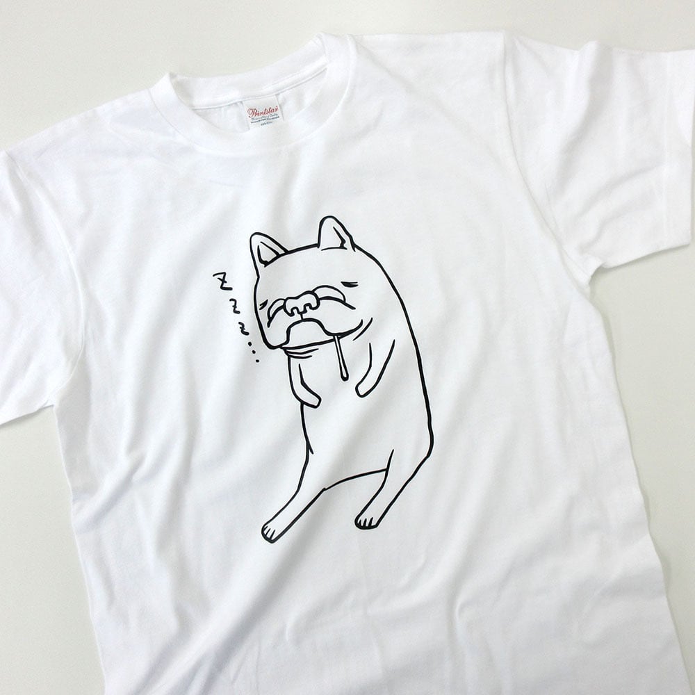 フレブル おすわり居眠り Tシャツ dog29 イラスト 犬 フレンチブルドッグ