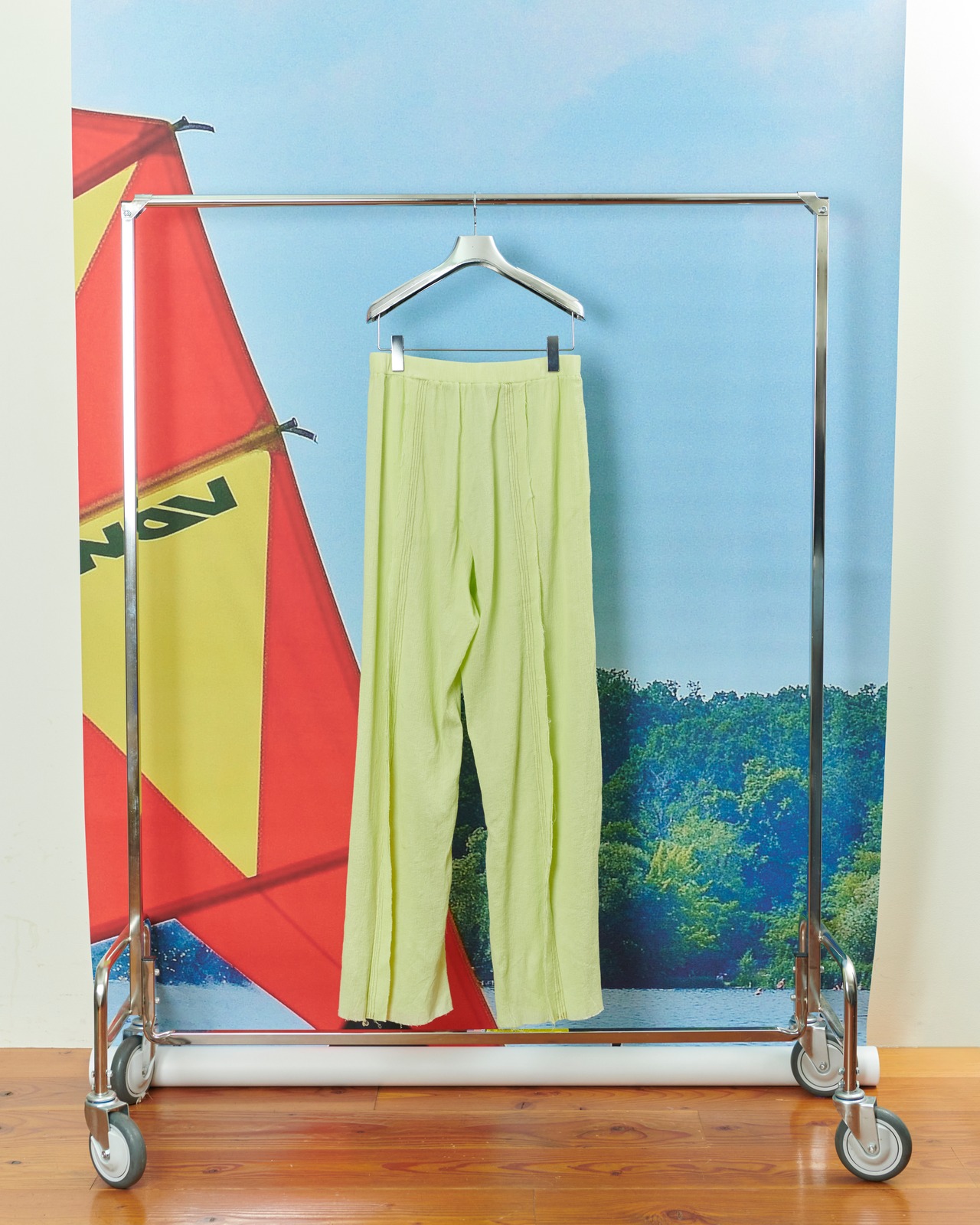 kotoha yokozawa - Azumadaki Yoryu Pants :Lime|東炊き製品染め/楊柳コットン/ステッチディテール