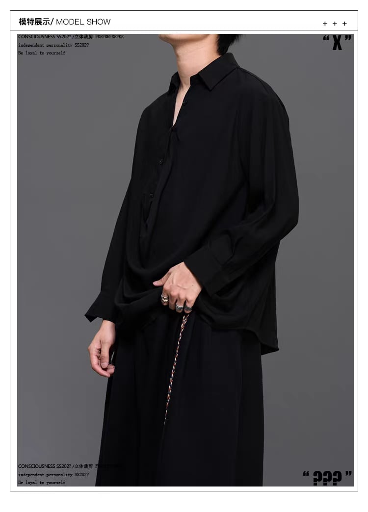 エトレトウキョウ　アシンメトリーカットロングTシャツ　ブラック RFDRFD 26AW アシンメトリーロングドレープシャツ | テックウェア専門