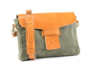 Christensen Satchel Bag (Olive Waxed Canvas,Wheat Leather) 