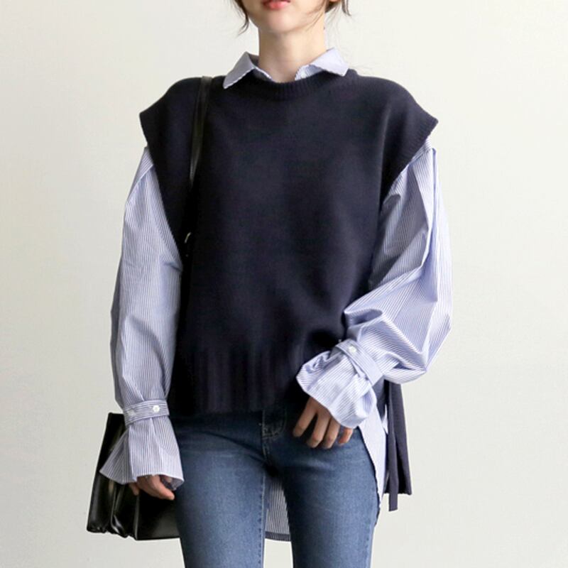 サイドスリット オーバーサイズ ニットベスト