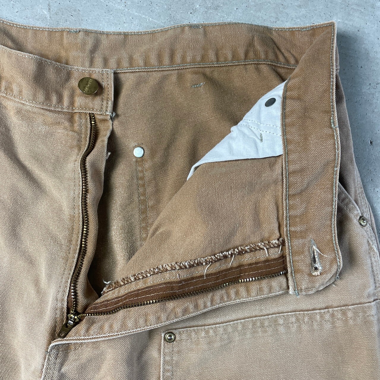 90年代 Carhartt カーハート スリット入り ダック地 ダブルニー 