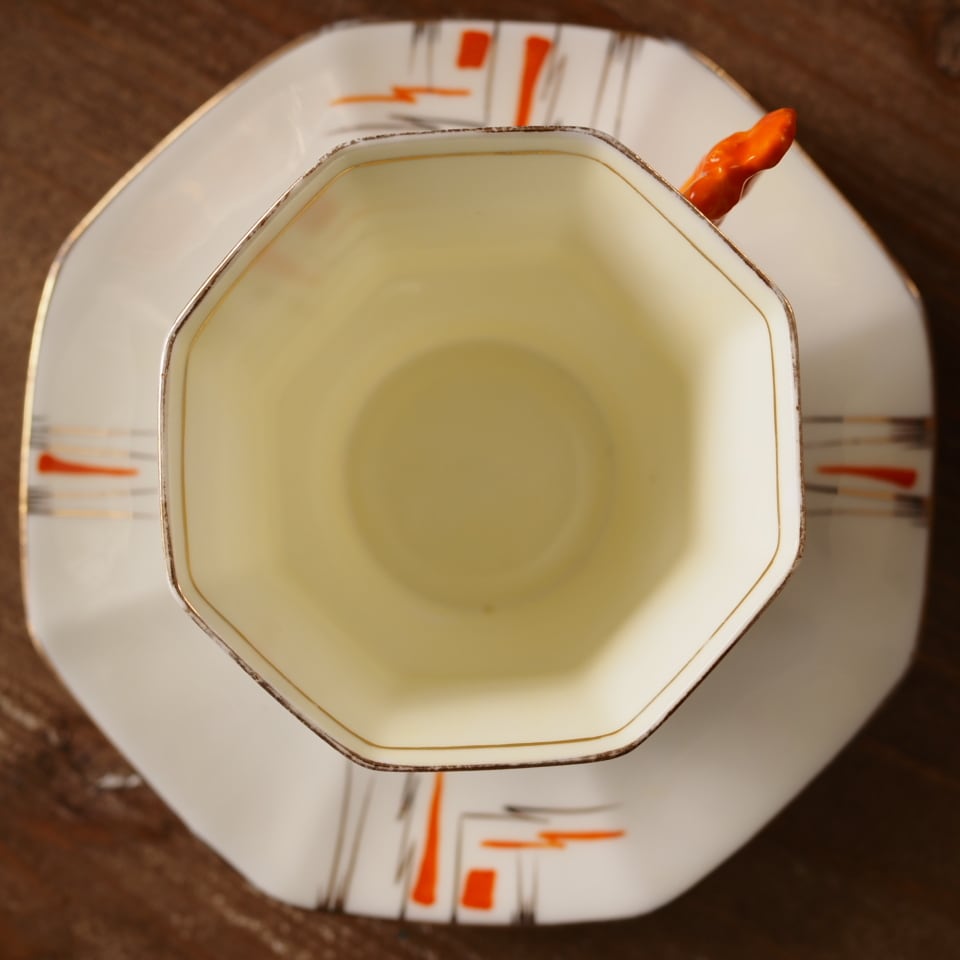 英国サミュエルラドフォード アールデコ＆フラワーハンドル カップ