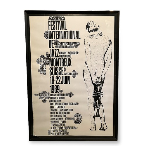 【ヴィンテージ 1969年 Eric Wondergemデザイン モントルー・ジャズ・フェスティバル ポスター(額装)】