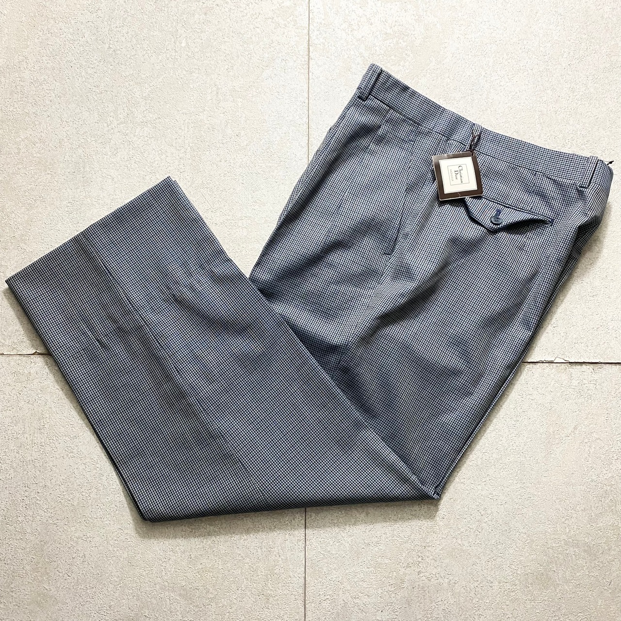 old CHRISTIAN DIOR plaid pattern wide slacks