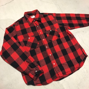 1980'S MONTGOMERY WARD RED FLANNEL CHECK SHIRT