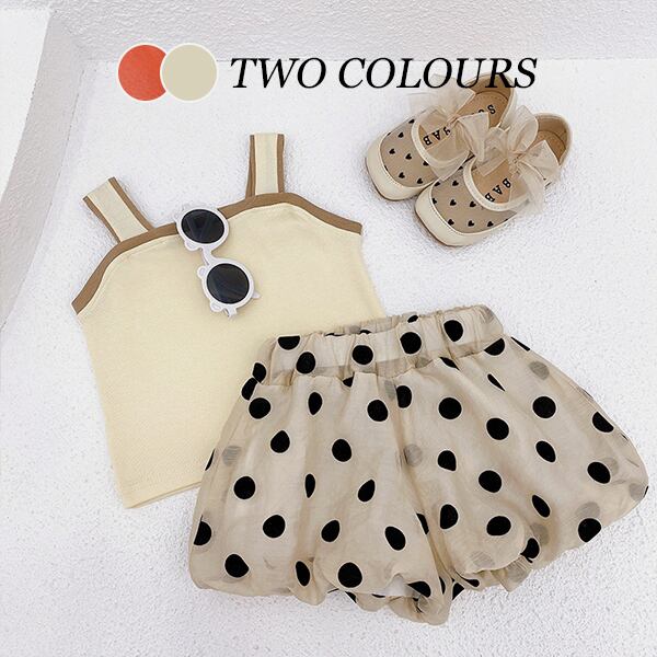 【3.7即納・BABY&KID】キャミソール+ドットショートパンツ 全2色